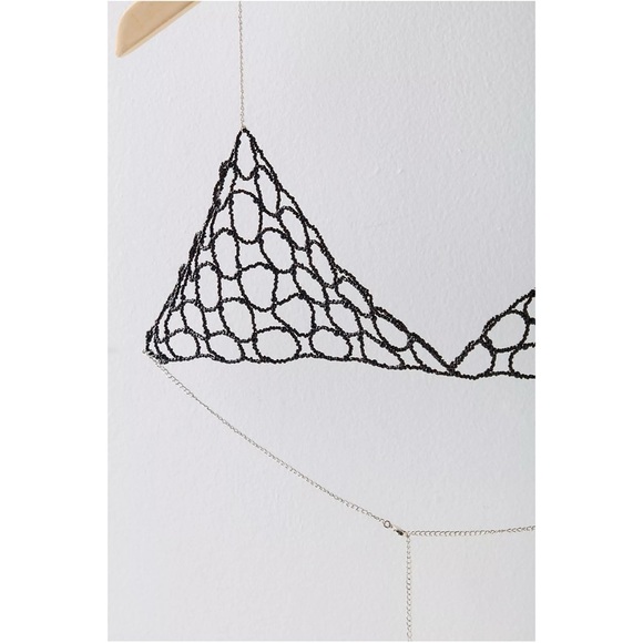 Free People Ethereal Dainty First Love Pearl Body Chain in Black NWT Coquette OS - Picture 4 of 9